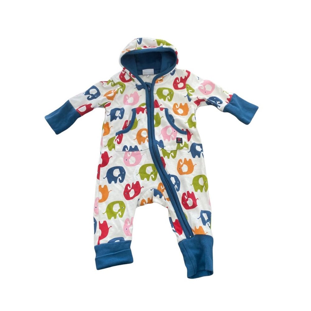 Polarn O. Pyret Hooded GOTS Romper Elephants Size 50